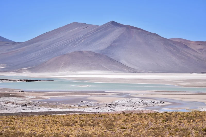 Vista panorámica del paisaje de Piedras Rojas y la cordillera de los Andes